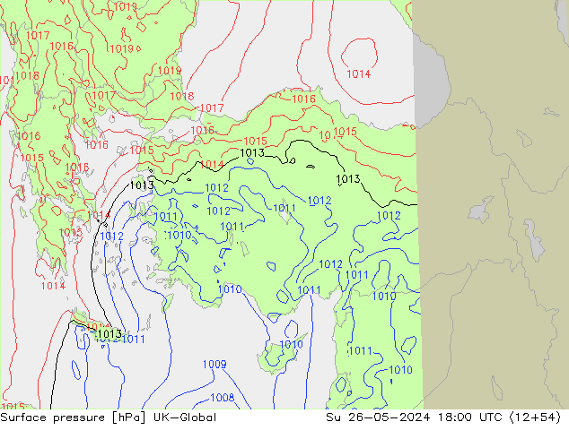 pression de l'air UK-Global dim 26.05.2024 18 UTC