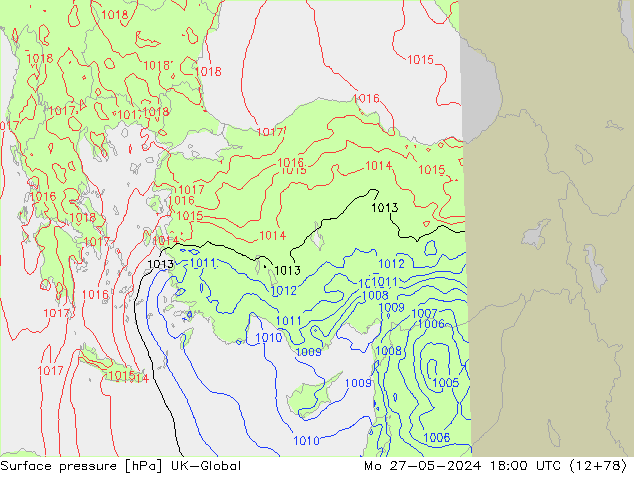 Presión superficial UK-Global lun 27.05.2024 18 UTC