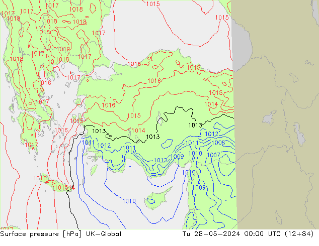 Presión superficial UK-Global mar 28.05.2024 00 UTC