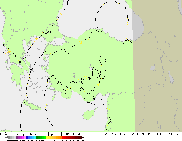 Height/Temp. 950 hPa UK-Global Seg 27.05.2024 00 UTC