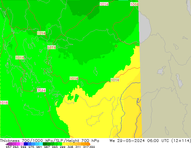 Thck 700-1000 hPa UK-Global Qua 29.05.2024 06 UTC