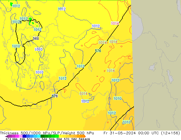 500-1000 hPa Kalınlığı UK-Global Cu 31.05.2024 00 UTC