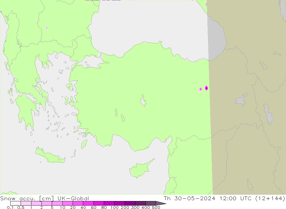 Snow accu. UK-Global jue 30.05.2024 12 UTC