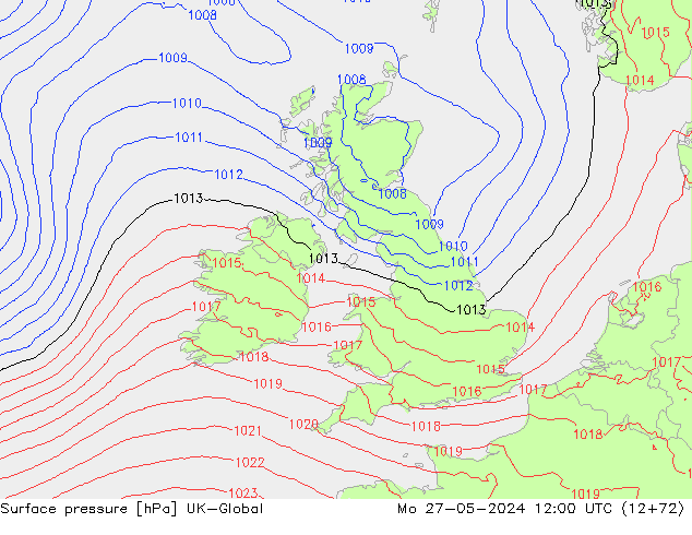 приземное давление UK-Global пн 27.05.2024 12 UTC