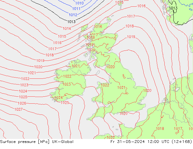 pression de l'air UK-Global ven 31.05.2024 12 UTC