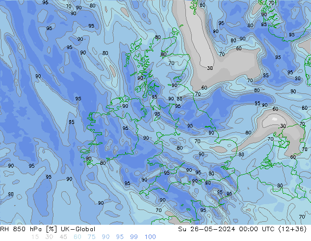 RH 850 hPa UK-Global Ne 26.05.2024 00 UTC