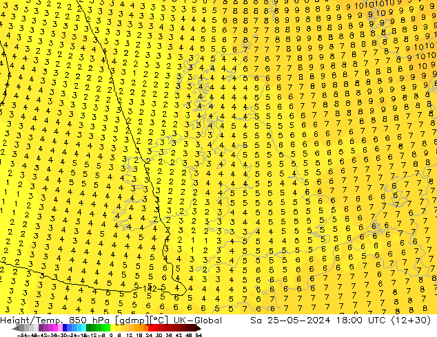 Yükseklik/Sıc. 850 hPa UK-Global Cts 25.05.2024 18 UTC