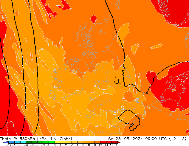 Theta-W 850hPa UK-Global So 25.05.2024 00 UTC