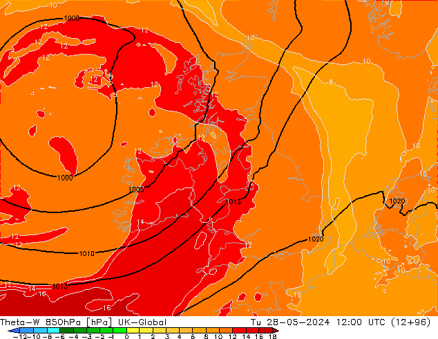 Theta-W 850hPa UK-Global mar 28.05.2024 12 UTC
