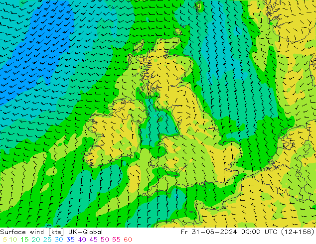 Surface wind UK-Global Fr 31.05.2024 00 UTC