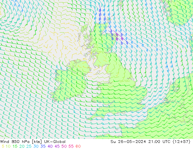 Vento 850 hPa UK-Global dom 26.05.2024 21 UTC