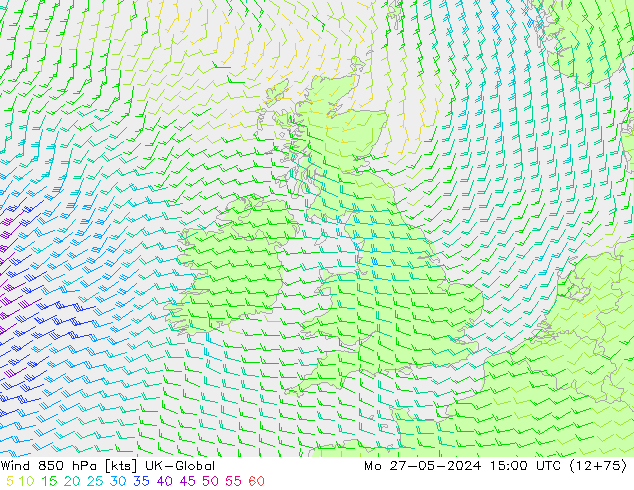 Vento 850 hPa UK-Global lun 27.05.2024 15 UTC