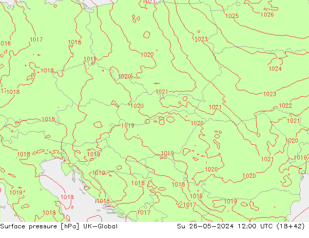 Luchtdruk (Grond) UK-Global zo 26.05.2024 12 UTC