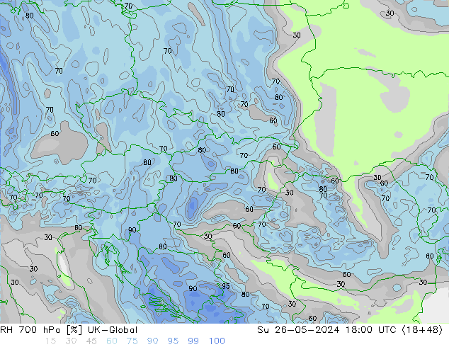 RH 700 hPa UK-Global  26.05.2024 18 UTC