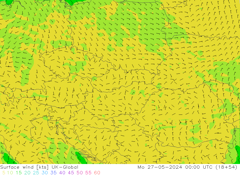 Surface wind UK-Global Po 27.05.2024 00 UTC