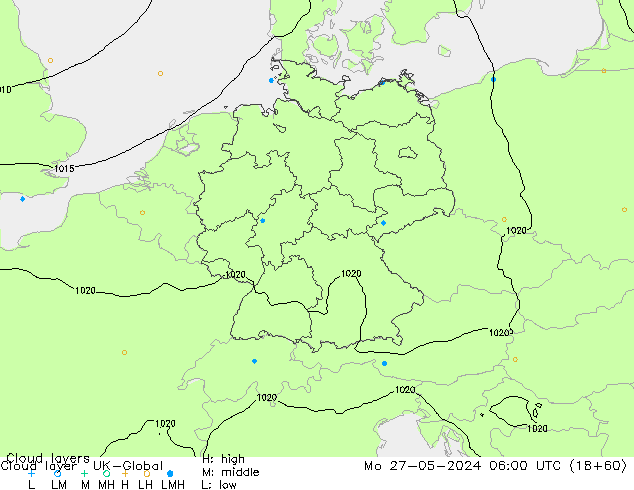 Cloud layer UK-Global пн 27.05.2024 06 UTC