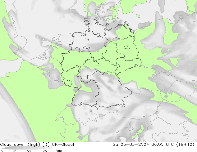 Bewolking (Hoog) UK-Global za 25.05.2024 06 UTC