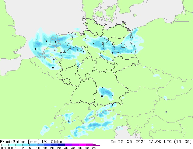 Srážky UK-Global So 25.05.2024 00 UTC