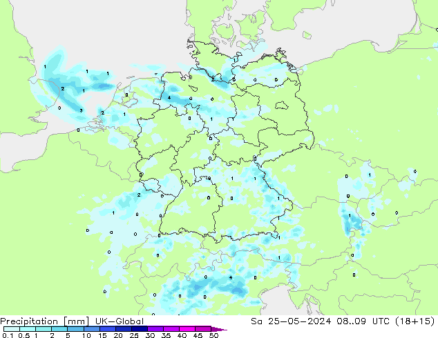 precipitação UK-Global Sáb 25.05.2024 09 UTC