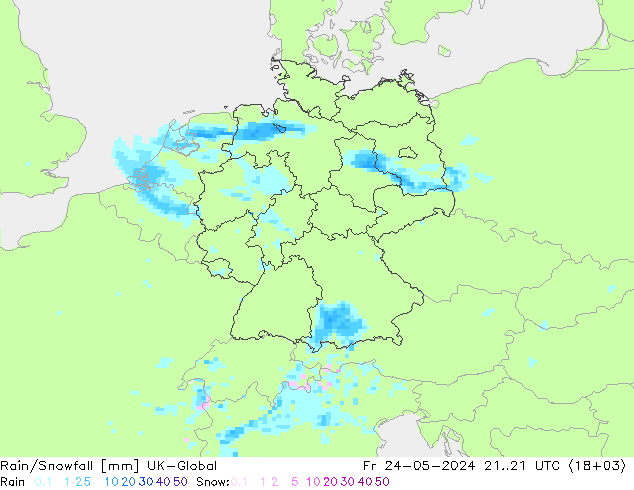 Rain/Snowfall UK-Global ven 24.05.2024 21 UTC