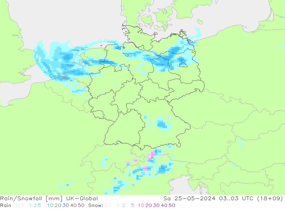 Rain/Snowfall UK-Global So 25.05.2024 03 UTC