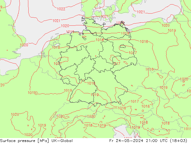 Luchtdruk (Grond) UK-Global vr 24.05.2024 21 UTC