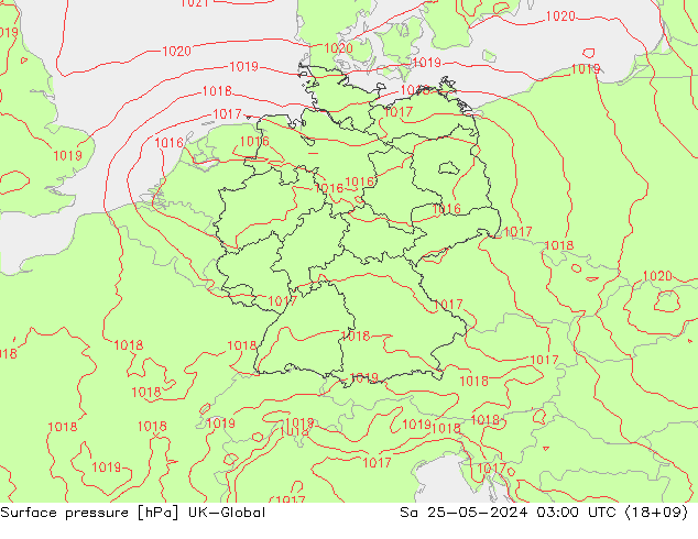 Luchtdruk (Grond) UK-Global za 25.05.2024 03 UTC