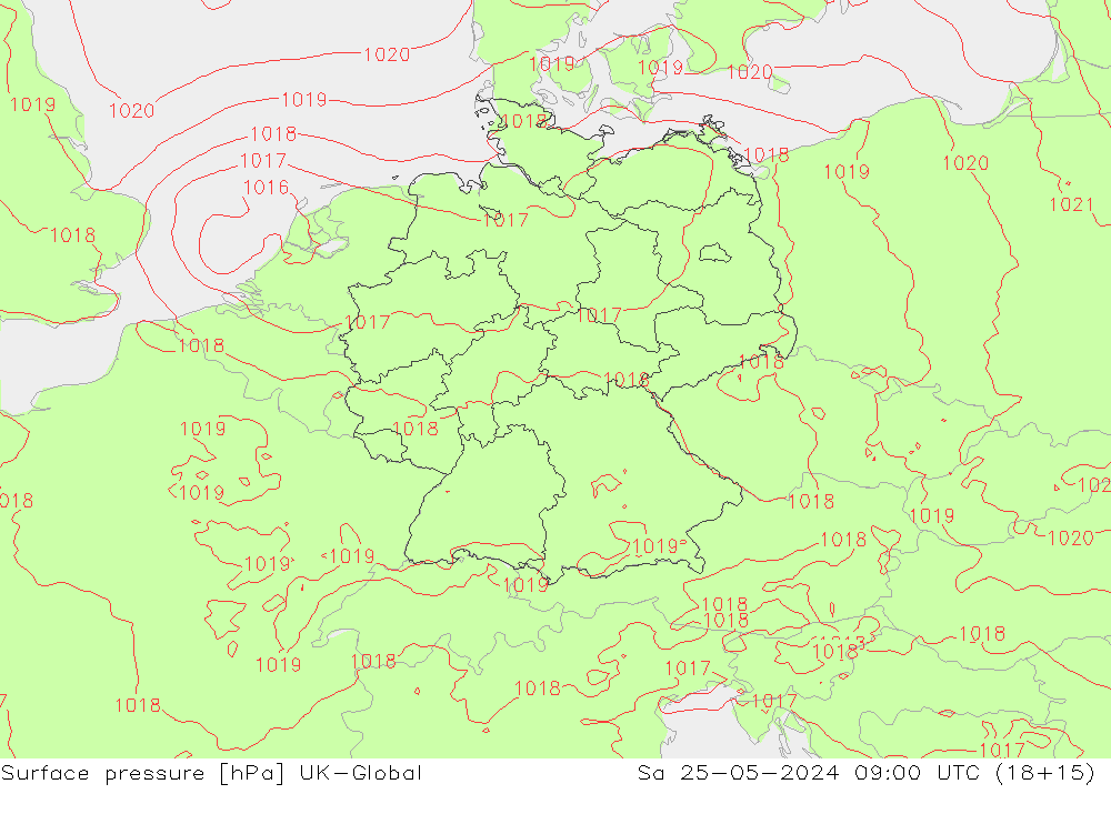 Surface pressure UK-Global Sa 25.05.2024 09 UTC