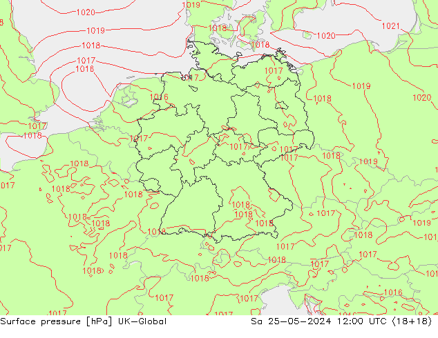 Atmosférický tlak UK-Global So 25.05.2024 12 UTC