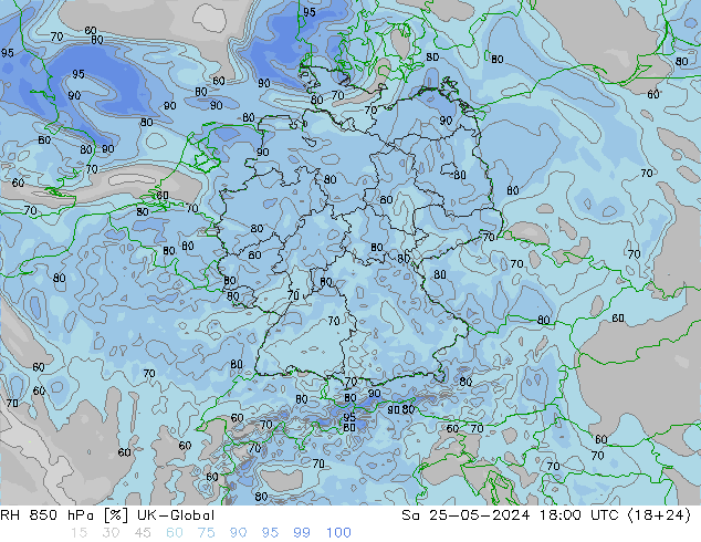RH 850 hPa UK-Global so. 25.05.2024 18 UTC