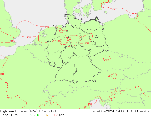 High wind areas UK-Global So 25.05.2024 14 UTC