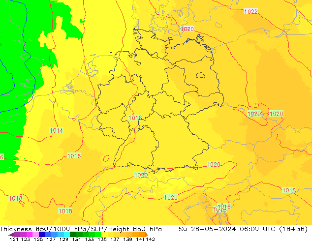 Thck 850-1000 hPa UK-Global Su 26.05.2024 06 UTC