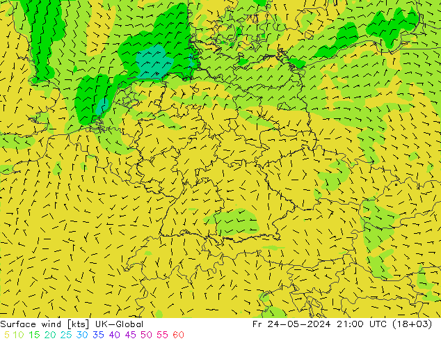 Surface wind UK-Global Fr 24.05.2024 21 UTC