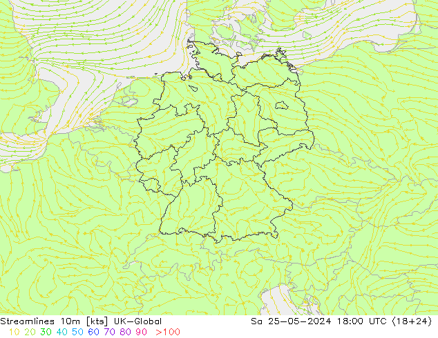 Streamlines 10m UK-Global So 25.05.2024 18 UTC