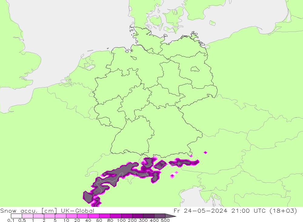 Snow accu. UK-Global vie 24.05.2024 21 UTC