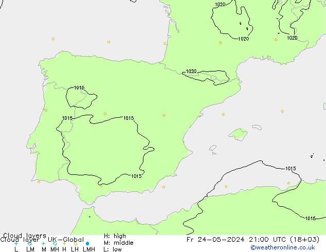 Cloud layer UK-Global Pá 24.05.2024 21 UTC