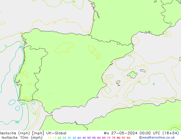 Isotaca (mph) UK-Global lun 27.05.2024 00 UTC