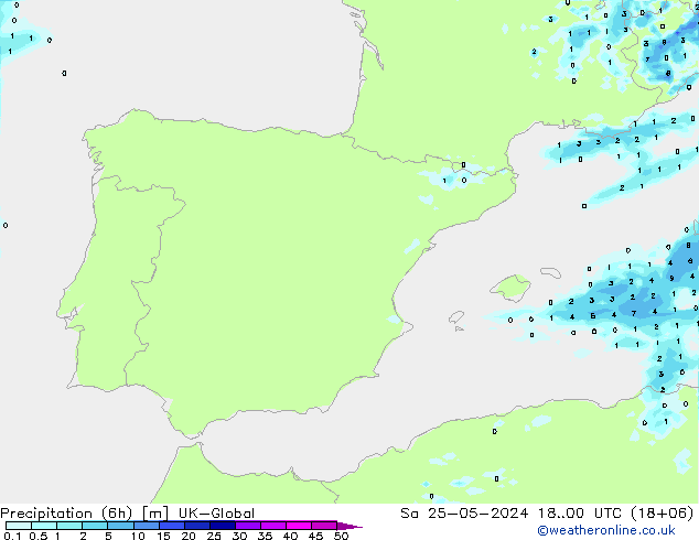 Precipitation (6h) UK-Global Sa 25.05.2024 00 UTC