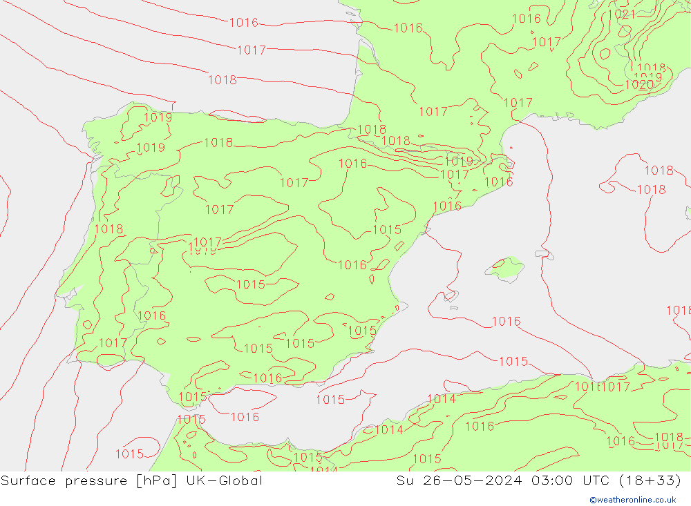 pression de l'air UK-Global dim 26.05.2024 03 UTC