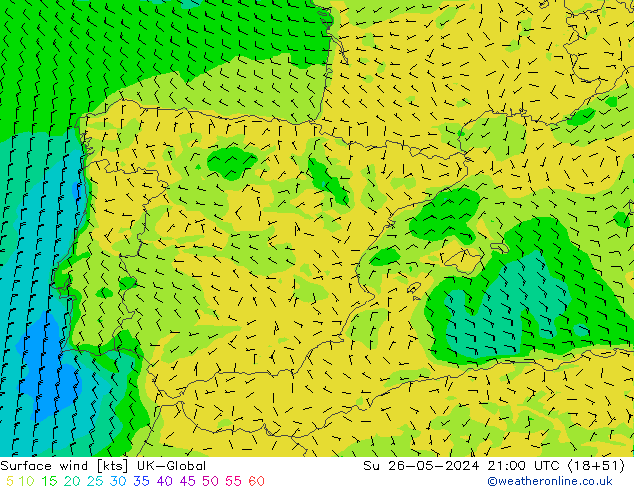 Vent 10 m UK-Global dim 26.05.2024 21 UTC