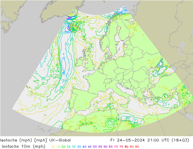 Isotachs (mph) UK-Global Pá 24.05.2024 21 UTC