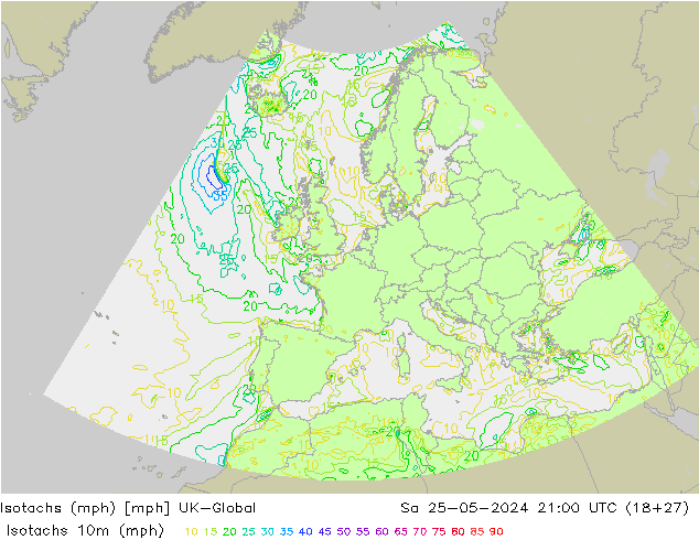 Isotachs (mph) UK-Global Sa 25.05.2024 21 UTC