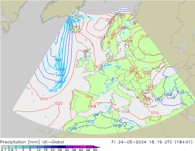 Precipitazione UK-Global ven 24.05.2024 19 UTC