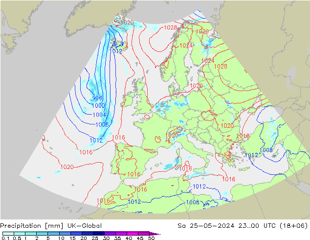 Precipitación UK-Global sáb 25.05.2024 00 UTC