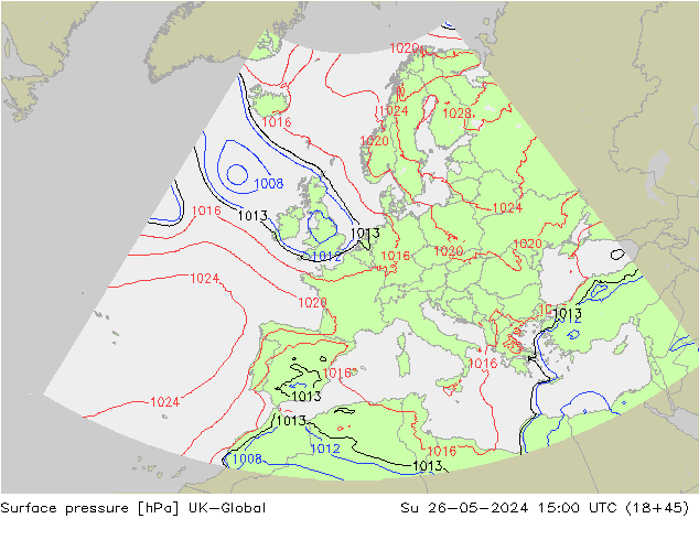 Luchtdruk (Grond) UK-Global zo 26.05.2024 15 UTC