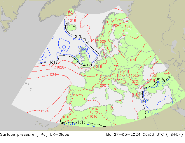 pression de l'air UK-Global lun 27.05.2024 00 UTC