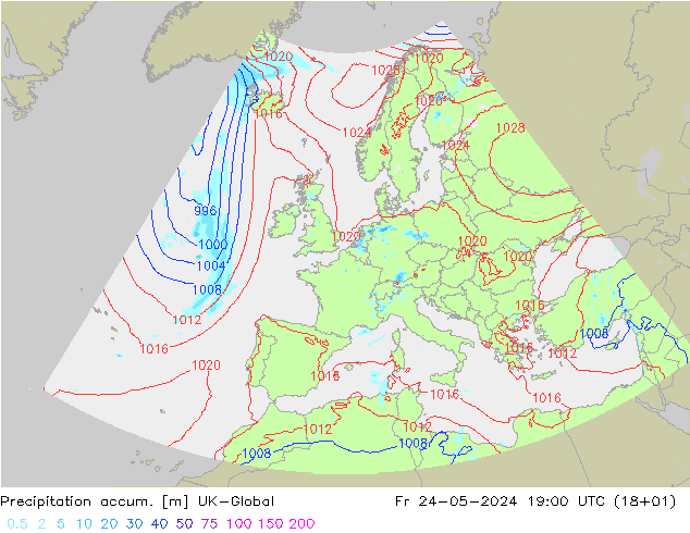 Toplam Yağış UK-Global Cu 24.05.2024 19 UTC