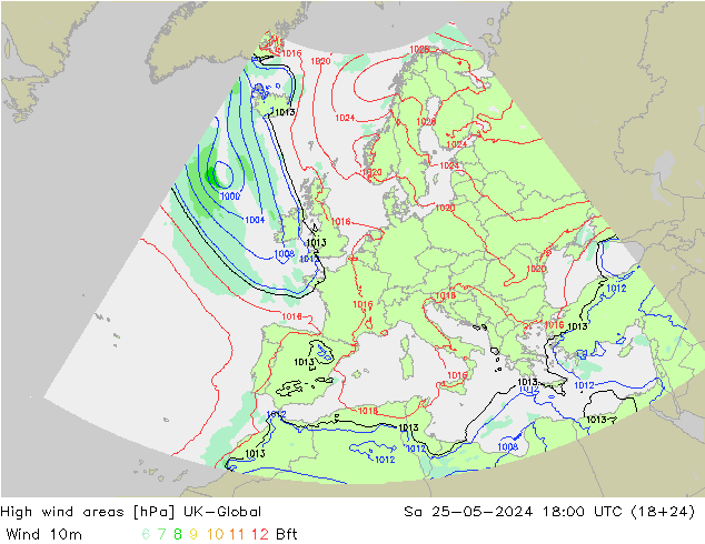 High wind areas UK-Global Sáb 25.05.2024 18 UTC