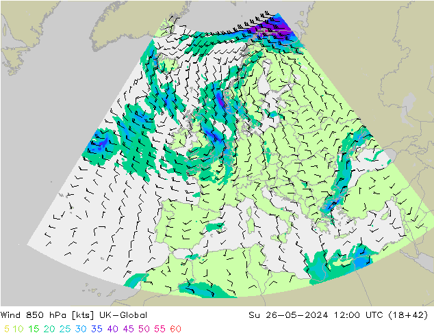Vento 850 hPa UK-Global dom 26.05.2024 12 UTC