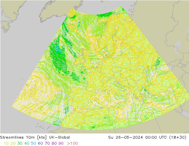 Streamlines 10m UK-Global Su 26.05.2024 00 UTC